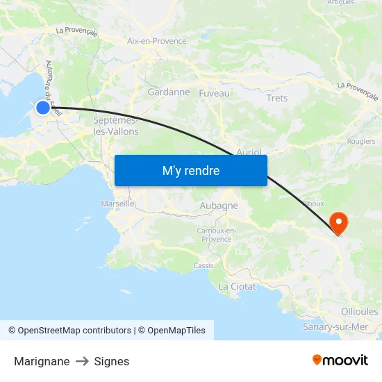Marignane to Signes map