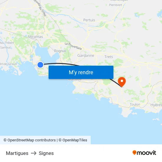 Martigues to Signes map