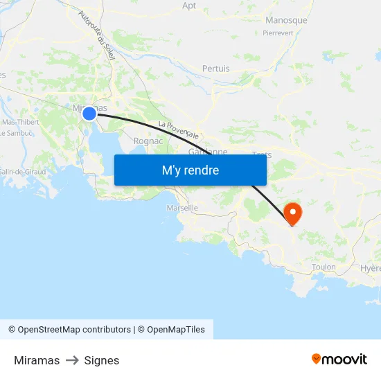 Miramas to Signes map