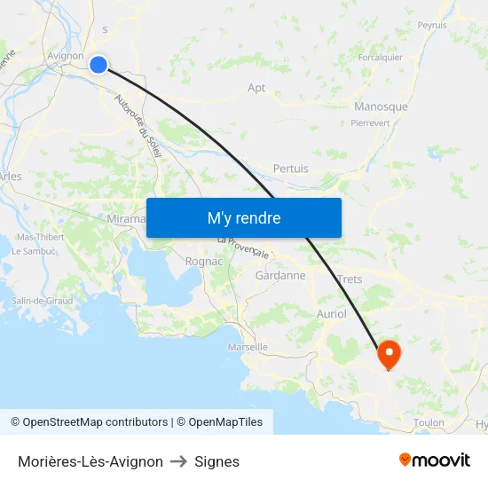 Morières-Lès-Avignon to Signes map