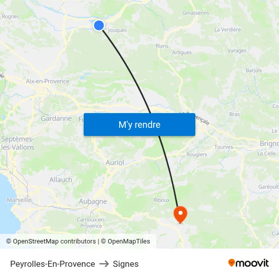 Peyrolles-En-Provence to Signes map