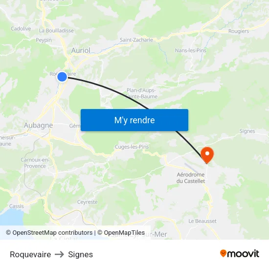 Roquevaire to Signes map