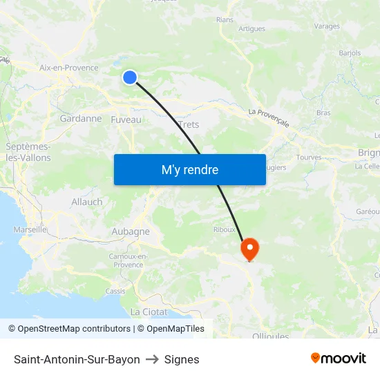 Saint-Antonin-Sur-Bayon to Signes map