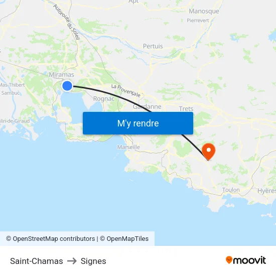 Saint-Chamas to Signes map