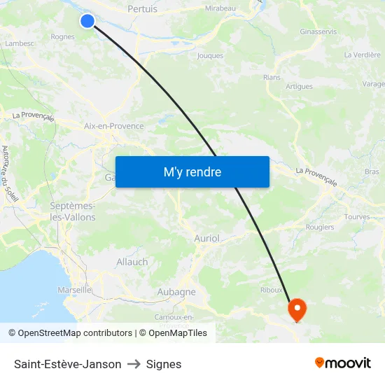 Saint-Estève-Janson to Signes map