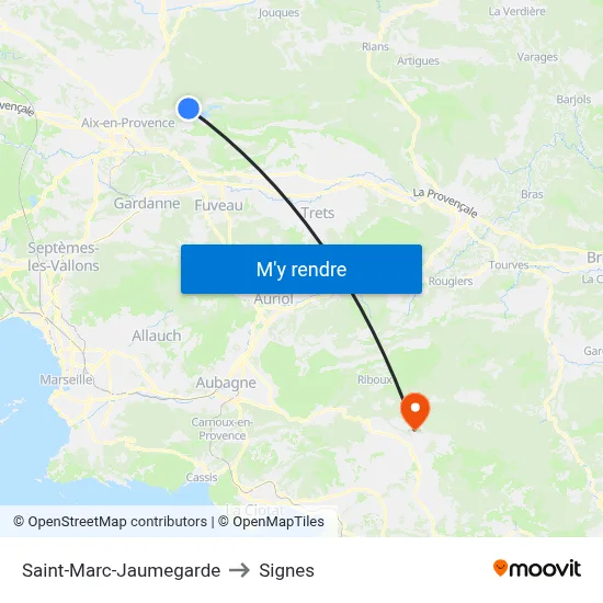 Saint-Marc-Jaumegarde to Signes map