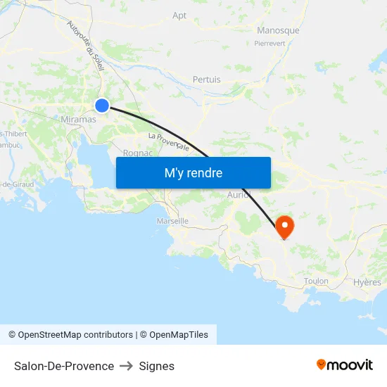 Salon-De-Provence to Signes map