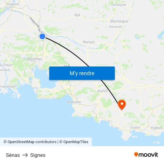 Sénas to Signes map