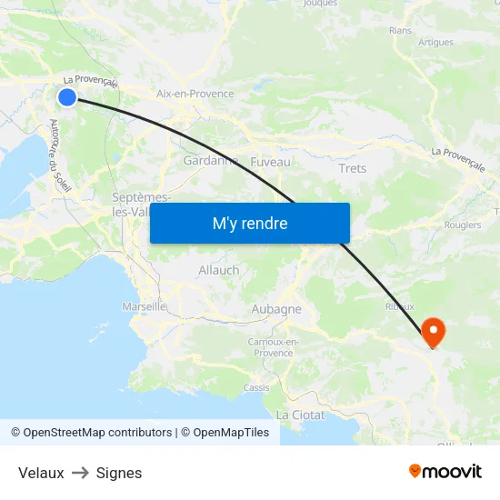Velaux to Signes map