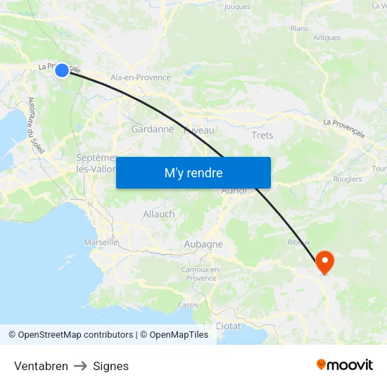 Ventabren to Signes map