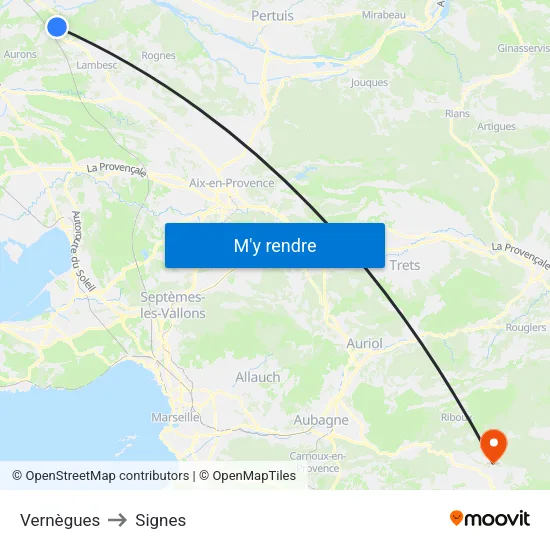 Vernègues to Signes map