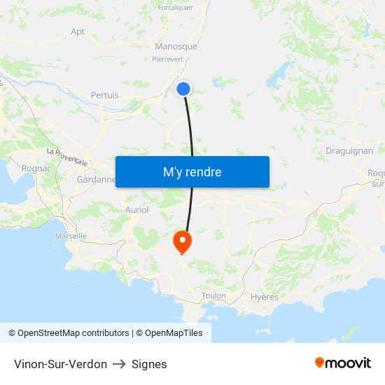 Vinon-Sur-Verdon to Signes map
