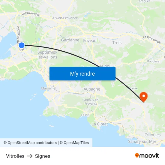 Vitrolles to Signes map