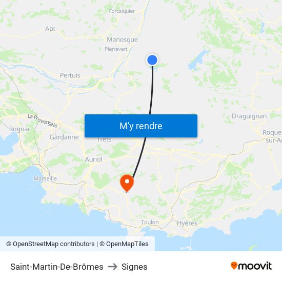 Saint-Martin-De-Brômes to Signes map