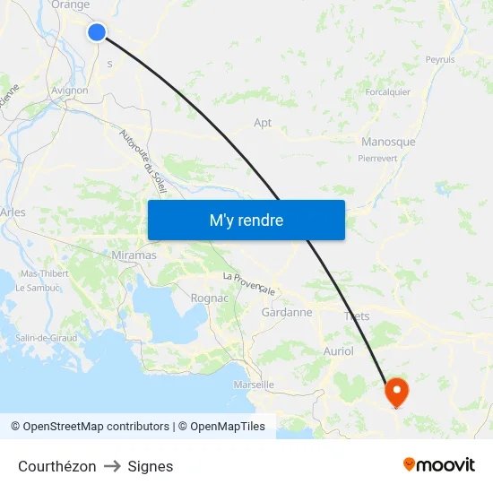 Courthézon to Signes map