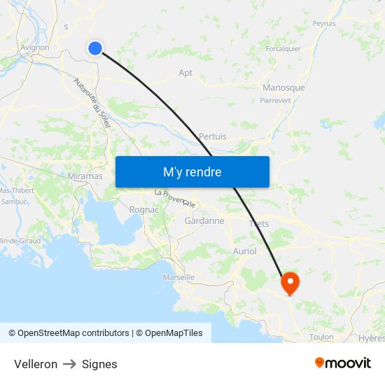 Velleron to Signes map