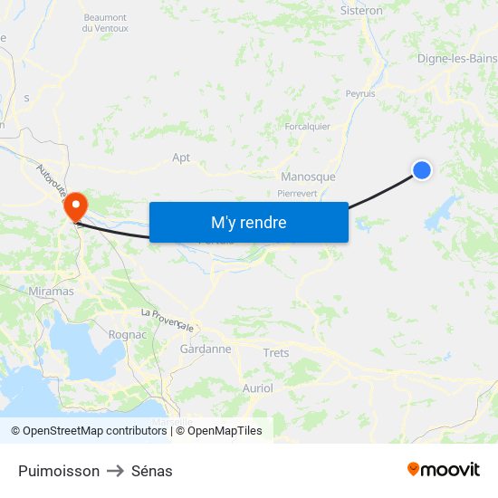 Puimoisson to Sénas map