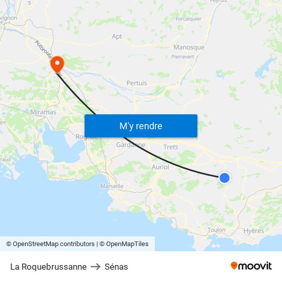 La Roquebrussanne to Sénas map