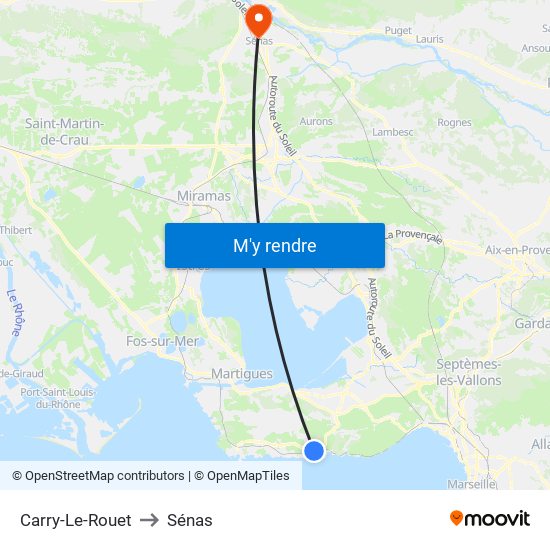 Carry-Le-Rouet to Sénas map