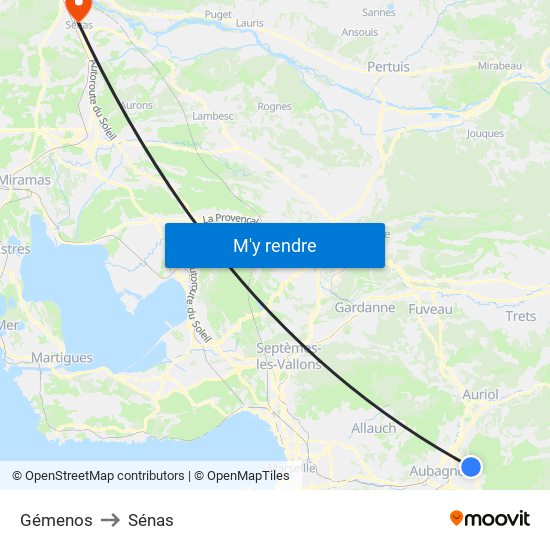 Gémenos to Sénas map