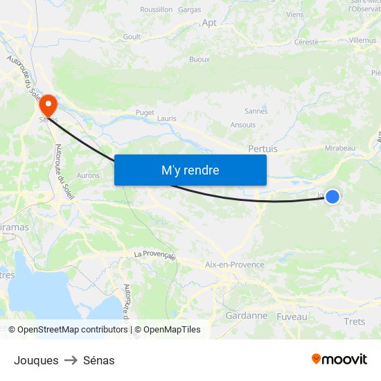 Jouques to Sénas map