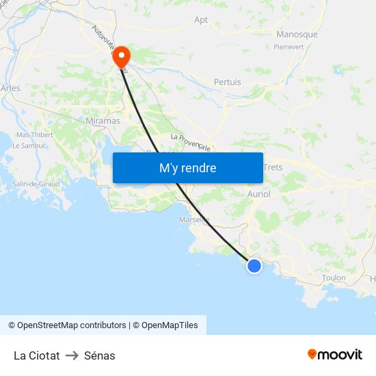 La Ciotat to Sénas map