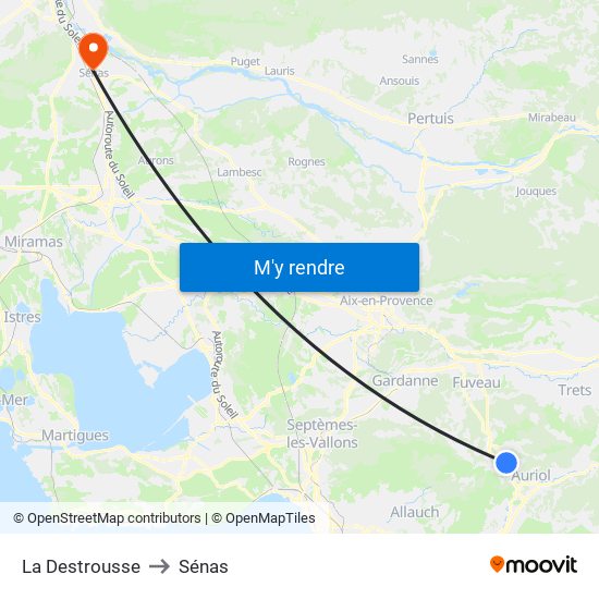 La Destrousse to Sénas map