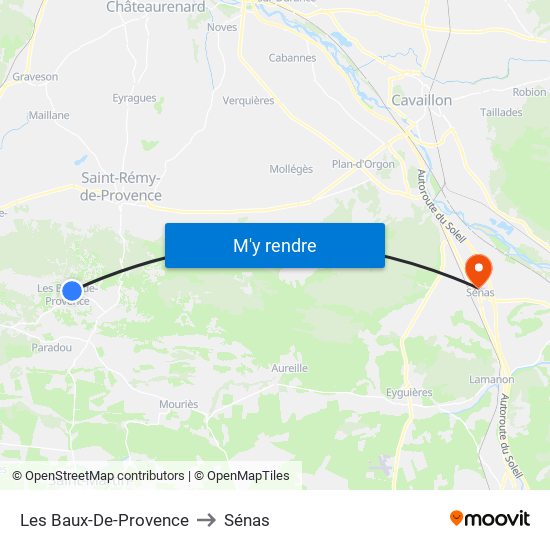Les Baux-De-Provence to Sénas map