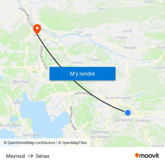 Meyreuil to Sénas map