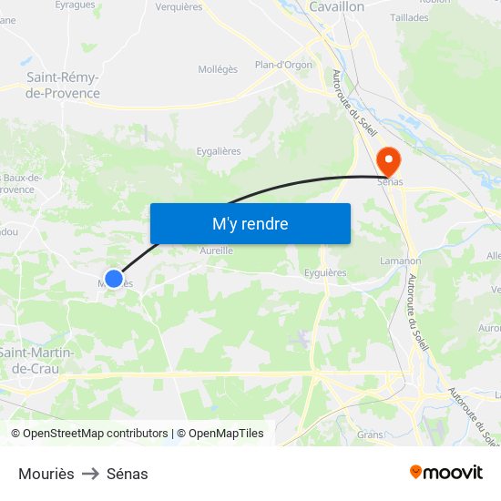 Mouriès to Sénas map