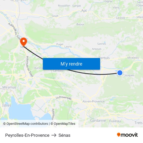 Peyrolles-En-Provence to Sénas map