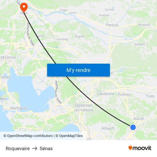 Roquevaire to Sénas map