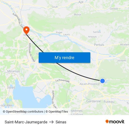 Saint-Marc-Jaumegarde to Sénas map