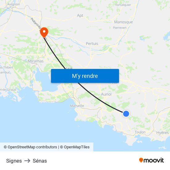 Signes to Sénas map
