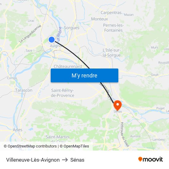 Villeneuve-Lès-Avignon to Sénas map
