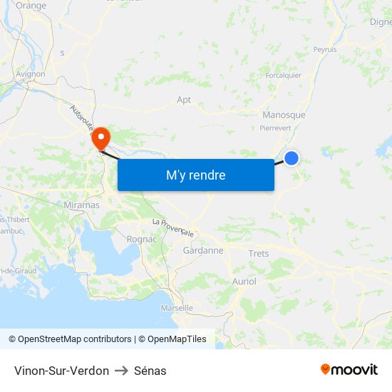 Vinon-Sur-Verdon to Sénas map