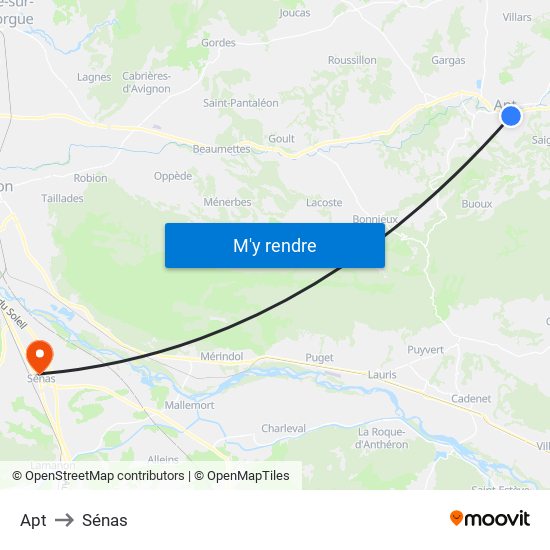 Apt to Sénas map