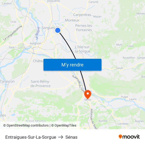 Entraigues-Sur-La-Sorgue to Sénas map