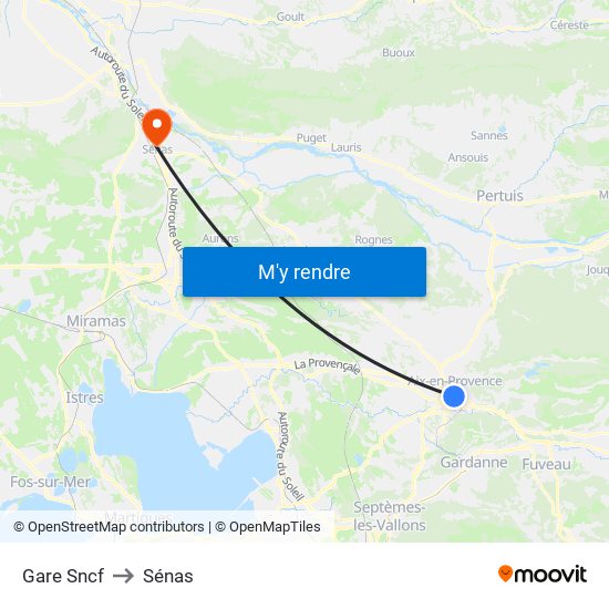 Gare Sncf to Sénas map