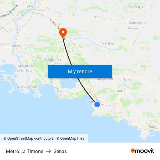 Métro La Timone to Sénas map