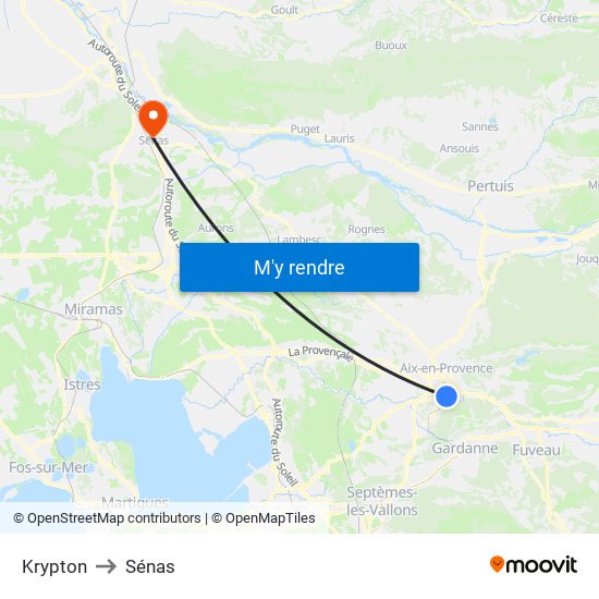 Krypton to Sénas map