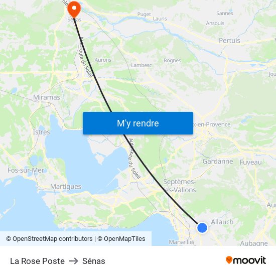 La Rose Poste to Sénas map