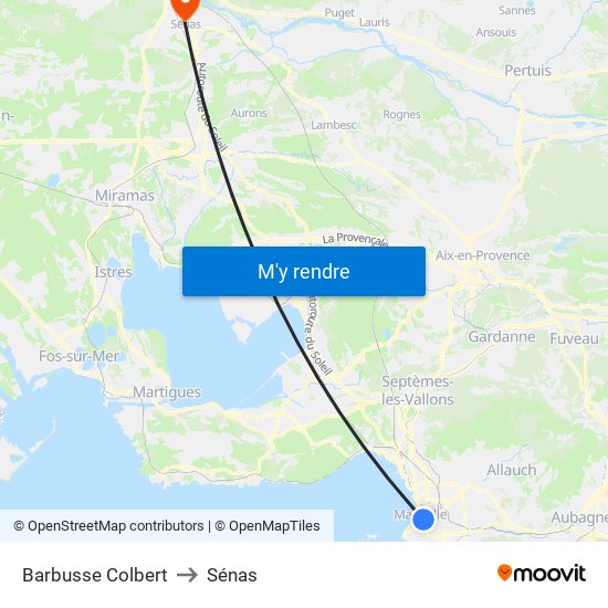 Barbusse Colbert to Sénas map