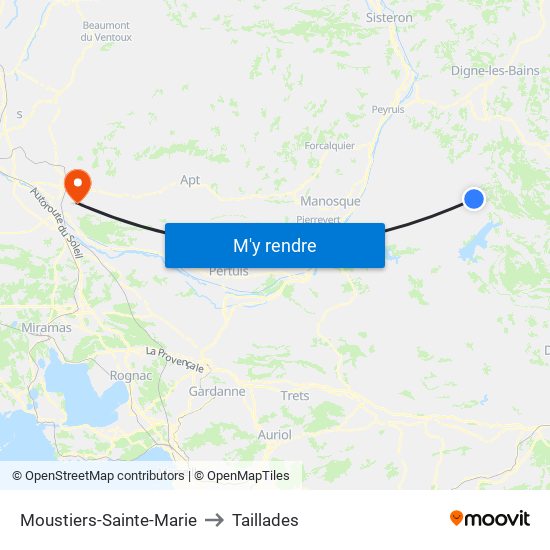 Moustiers-Sainte-Marie to Taillades map