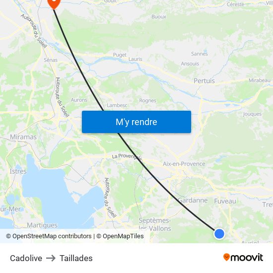 Cadolive to Taillades map