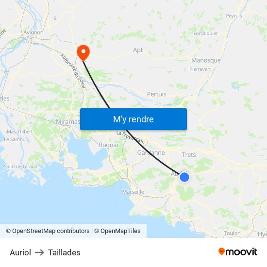 Auriol to Taillades map