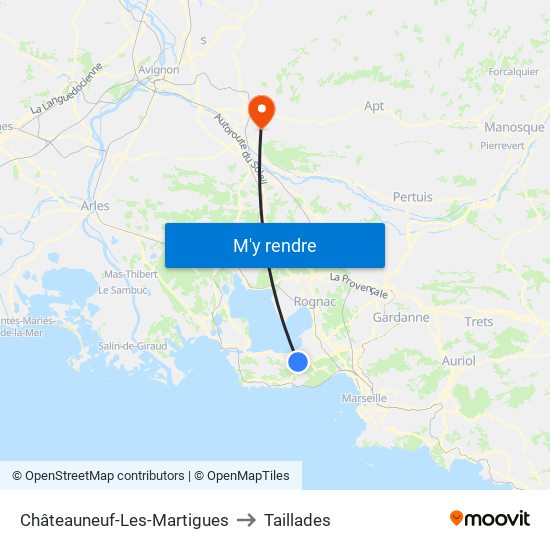Châteauneuf-Les-Martigues to Taillades map