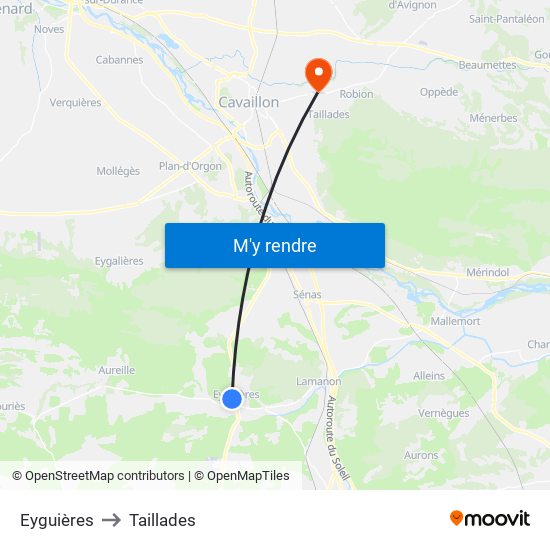 Eyguières to Taillades map