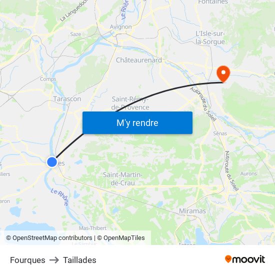 Fourques to Taillades map