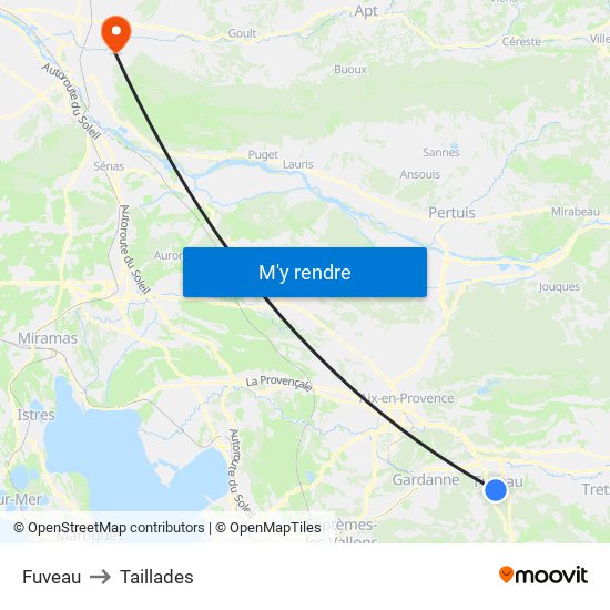 Fuveau to Taillades map